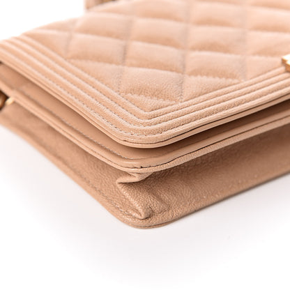 Chanel Caviar Quilted Boy Wallet On Chain WOC Beige 5 of 11