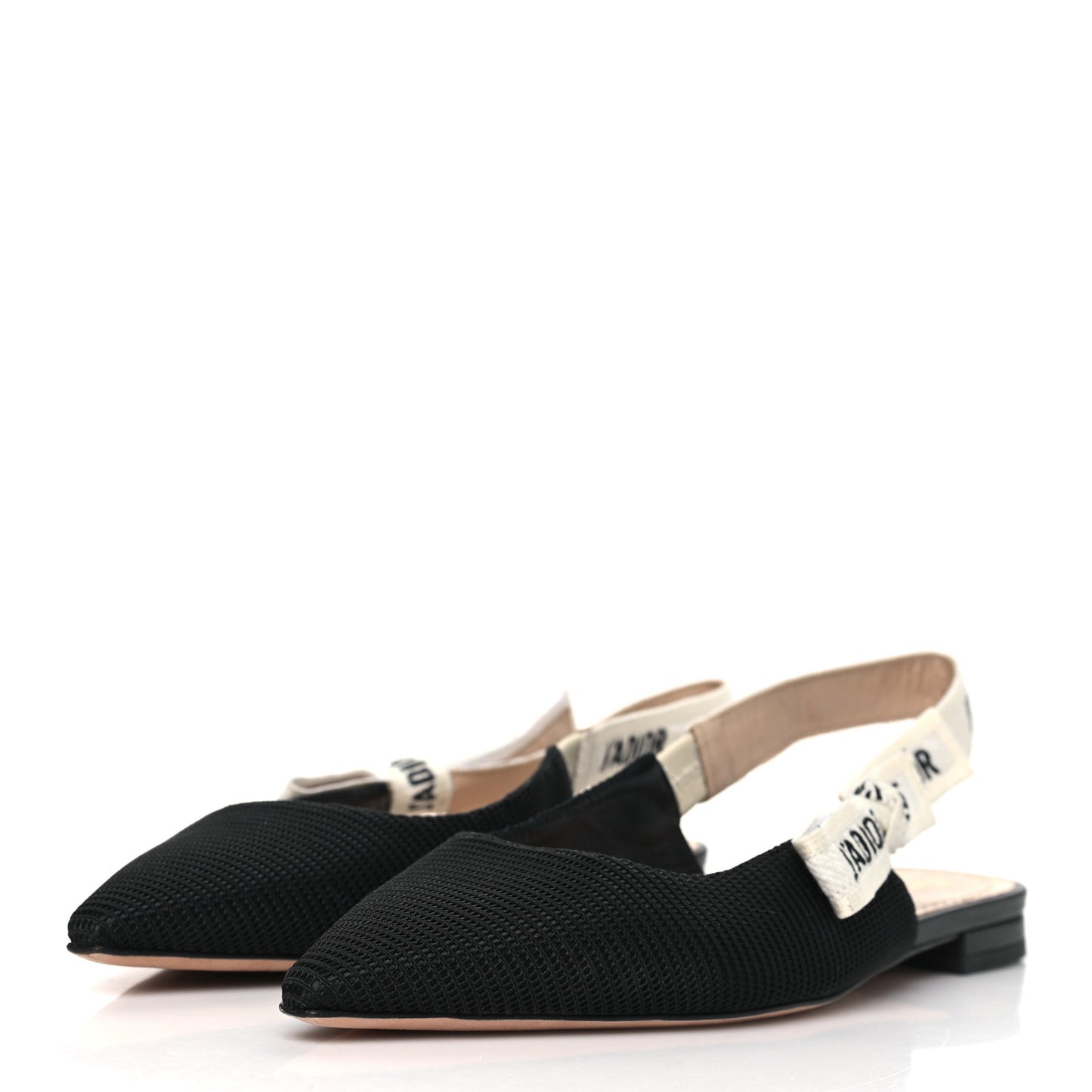 Technical Canvas Ribbon J'Adior Slingback Flats 36 Black