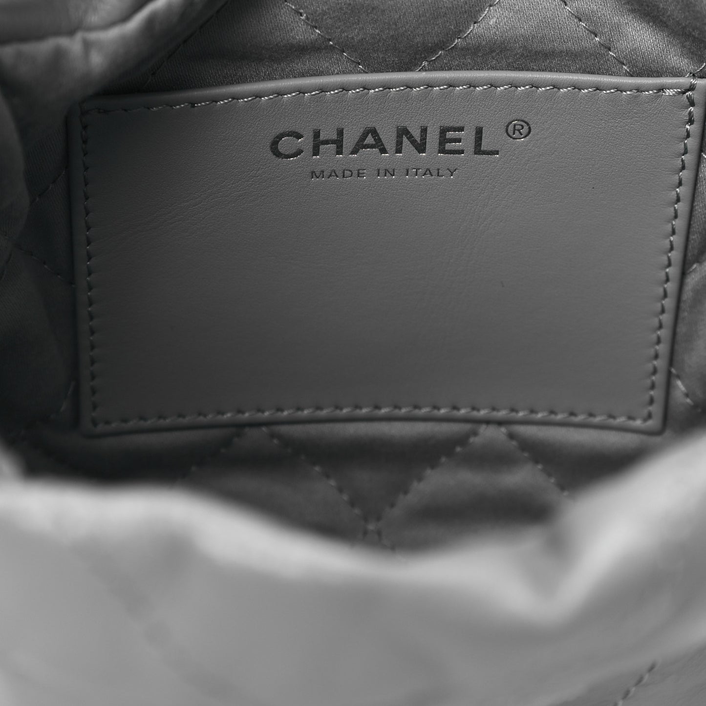 Shiny Calfskin Quilted Mini Chanel 22 Grey