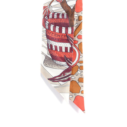 Hermes Silk La Danse Des Amazones Twilly Beige Corail Brun 2 of 4