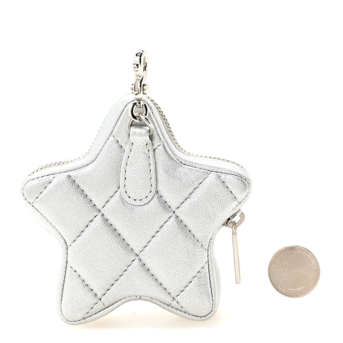 Chanel Metallic Lambskin Walk Of Fame Star Clip On Coin Purse Silver 2 of 5