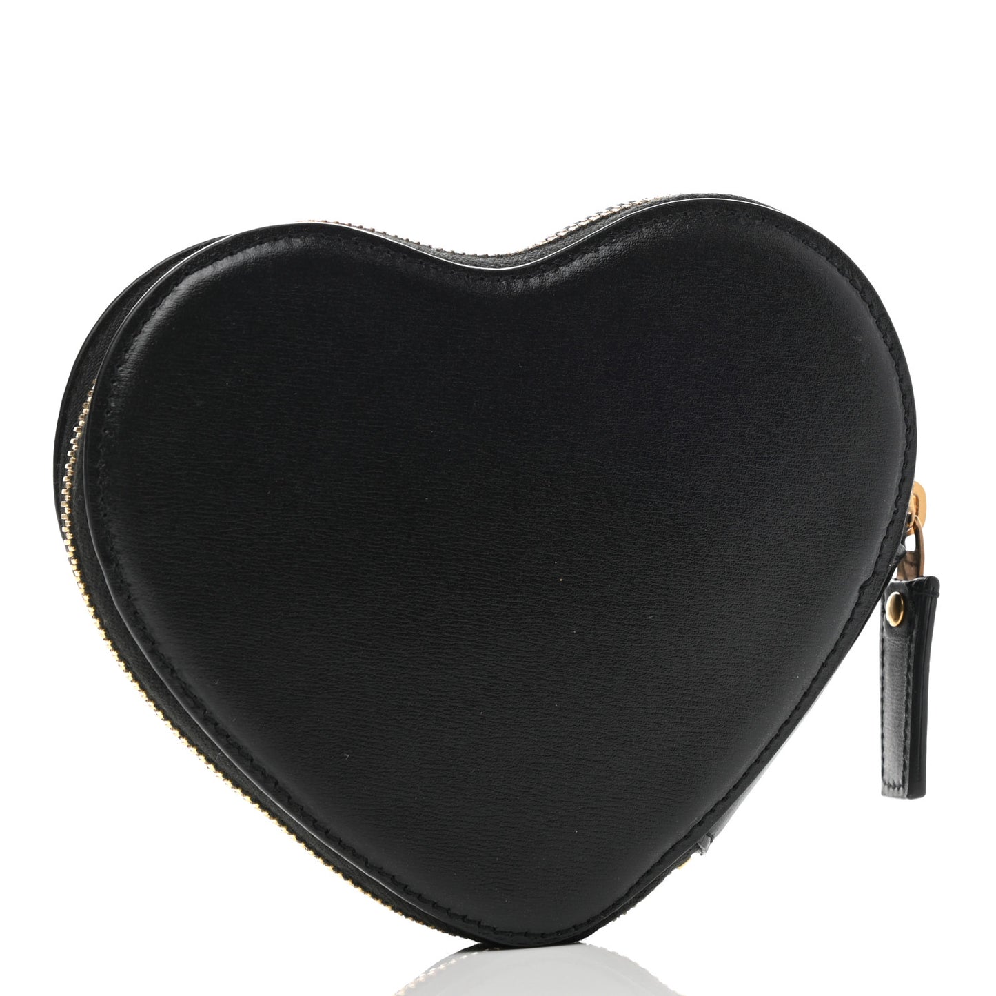 Calfskin Nylon Heart Foldable Tote Bag Black