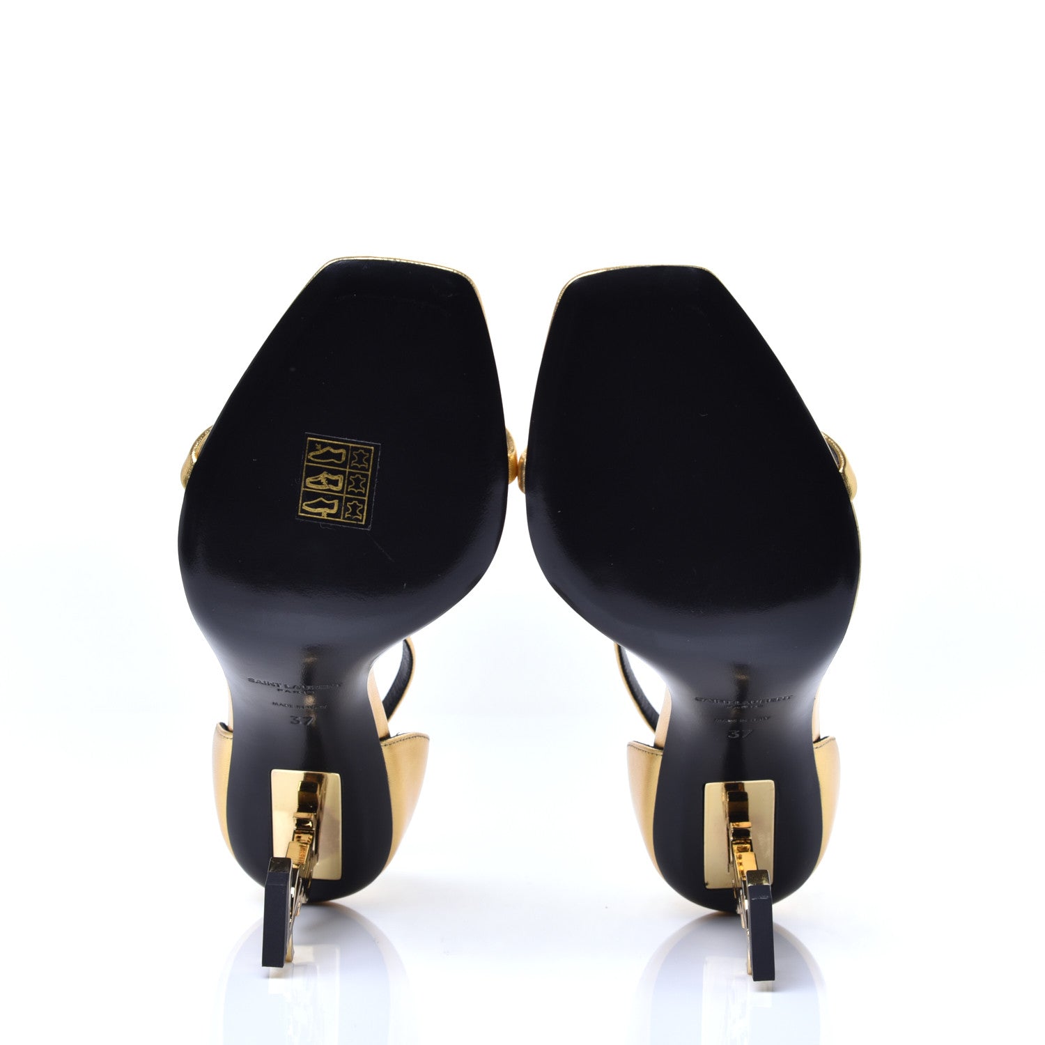 Saint Laurent Metallic Lambskin Opyum 110 Sandals 37 Oro 6 of 10