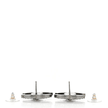 Chanel Ruthenium Crystal CC Earrings Silver 3 of 4