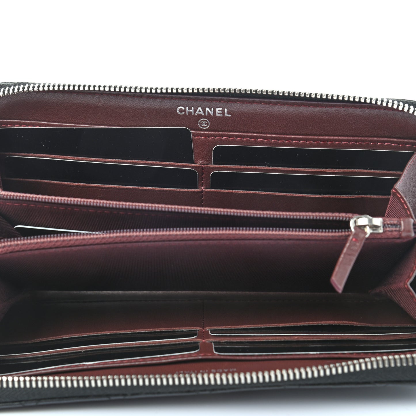 Lambskin Quilted Large Gusset Zip Around Wallet Black