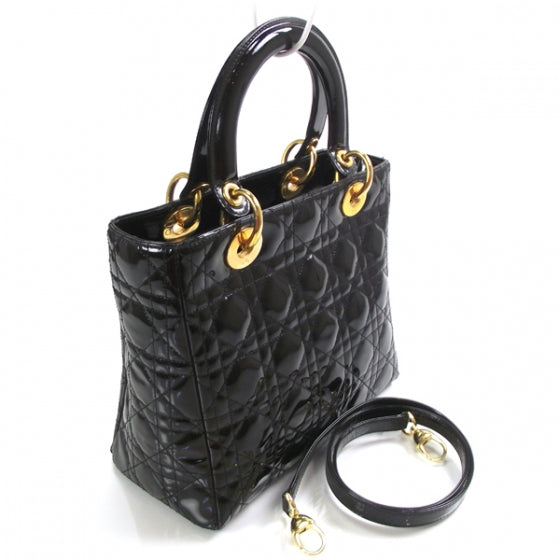 Christian Dior Patent Cannage Lady Dior Black 3 of 9