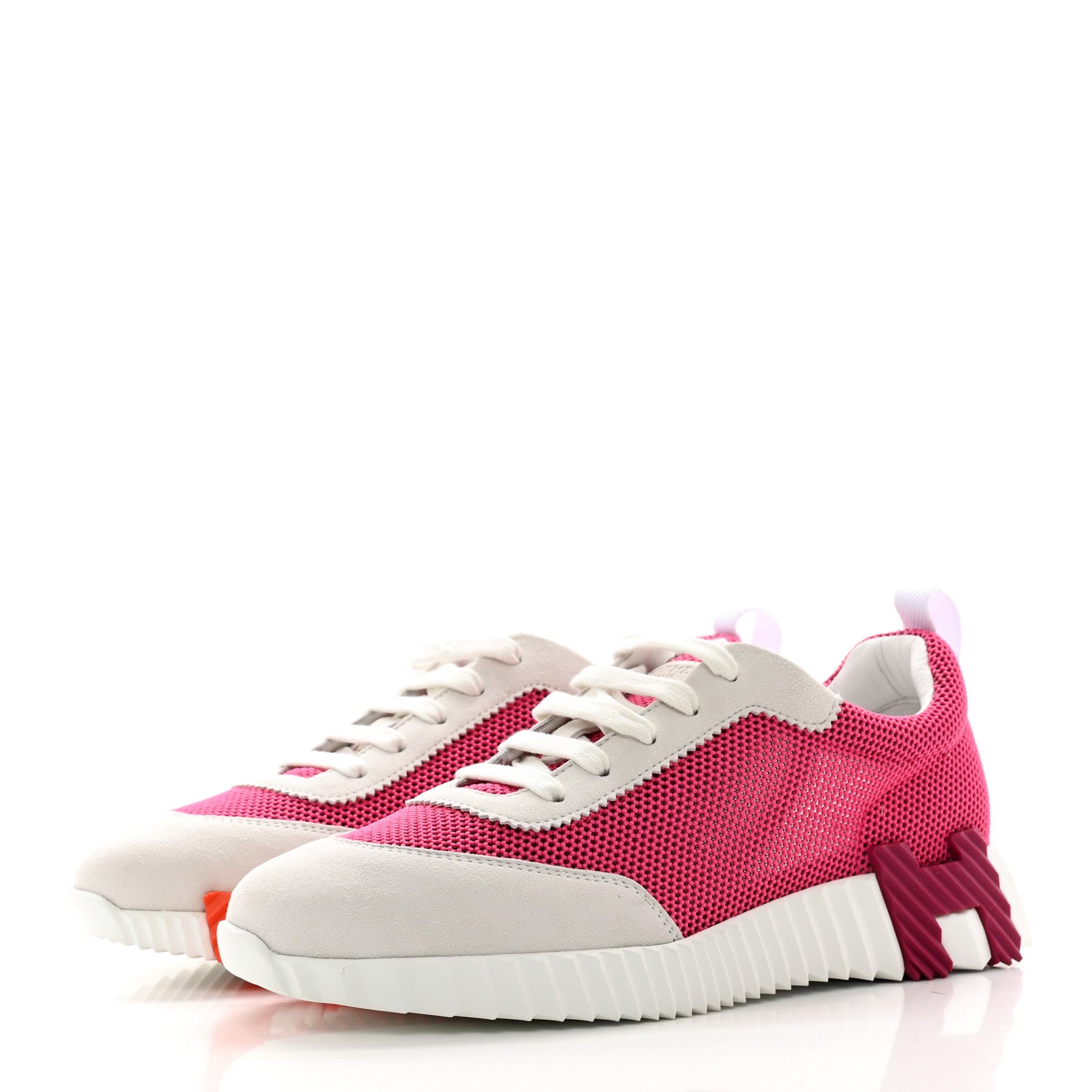 Hermes Air Mesh Suede Goatskin Bouncing Sneakers 40 Rose Multicolor 3 of 9