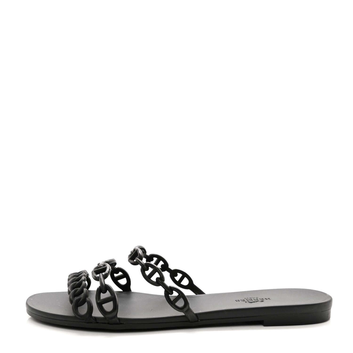 Hermes Rubber Chaine d'Ancre Rivage Sandals 39 Black 1 of 12