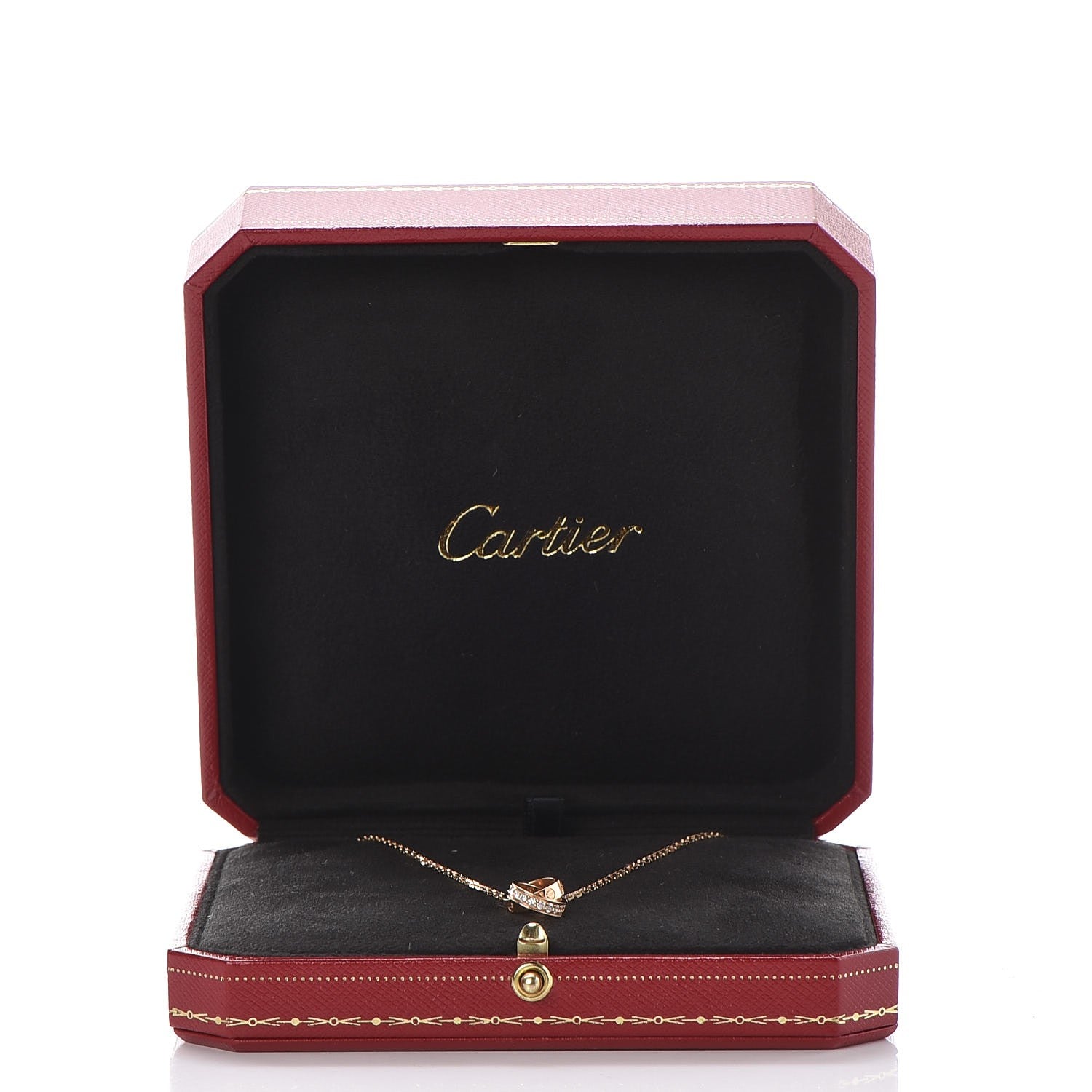 Cartier 18K Pink Gold Diamond Interlocking LOVE Necklace 7 of 9
