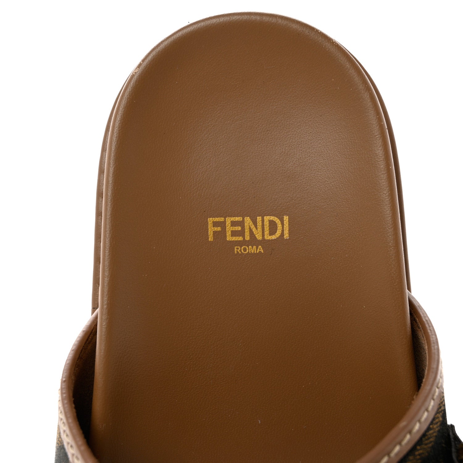 Fendi Fabric Jacquard Nappa FF Womens Fendi Feel Buckled Slide Sandals 40 Tobacco Black Miele Scuro 5 of 9