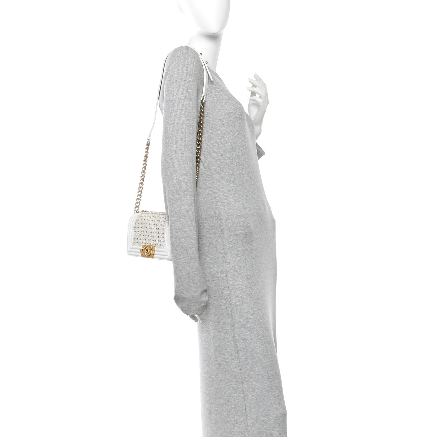 Chanel Sheepskin Braided Small Boy Reverso Flap White 2 of 12