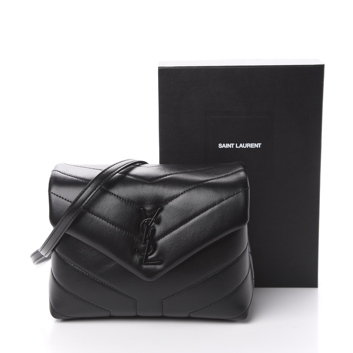 Saint Laurent Calfskin Y Quilted Monogram Toy Loulou Crossbody Bag Black 11 of 11