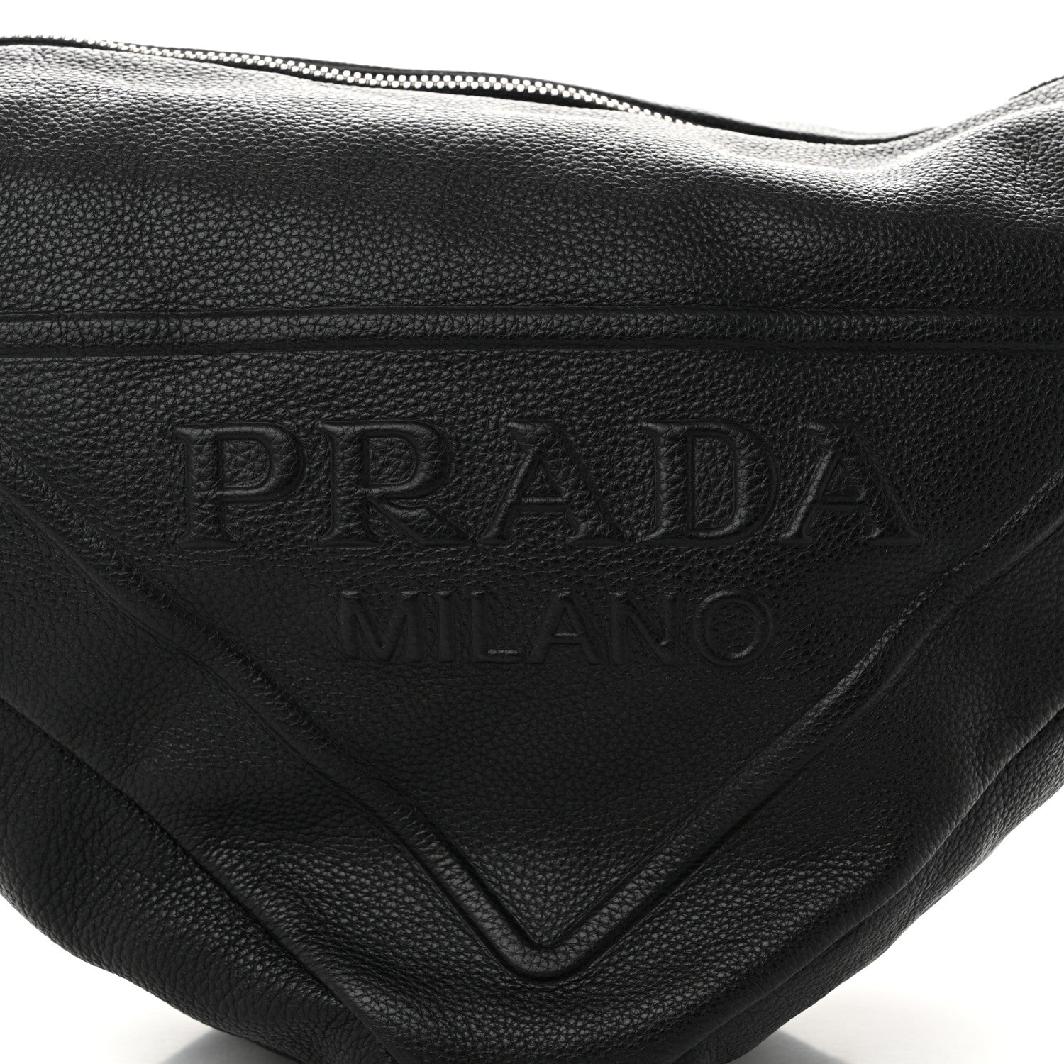 Prada Vitello Daino Triangle Shoulder Bag Black 8 of 10