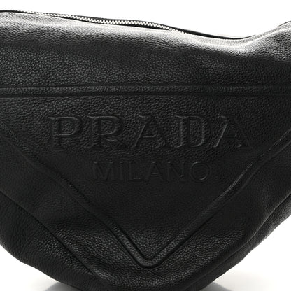 Prada Vitello Daino Triangle Shoulder Bag Black 8 of 10