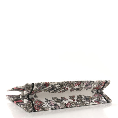 Christian Dior Canvas Embroidered Large Butterfly Around The World Book Tote White Pastel Pink 4 of 8