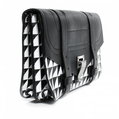 Proenza Schouler Leather PS1 Pochette Clutch Triangle Print Black White 4 of 8