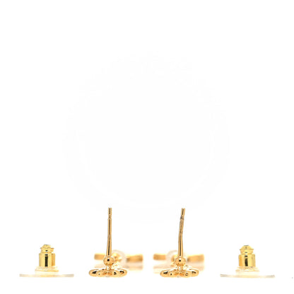 Chanel Pearl Crystal CC Flower Chain Long Drop Earrings Gold 3 of 4