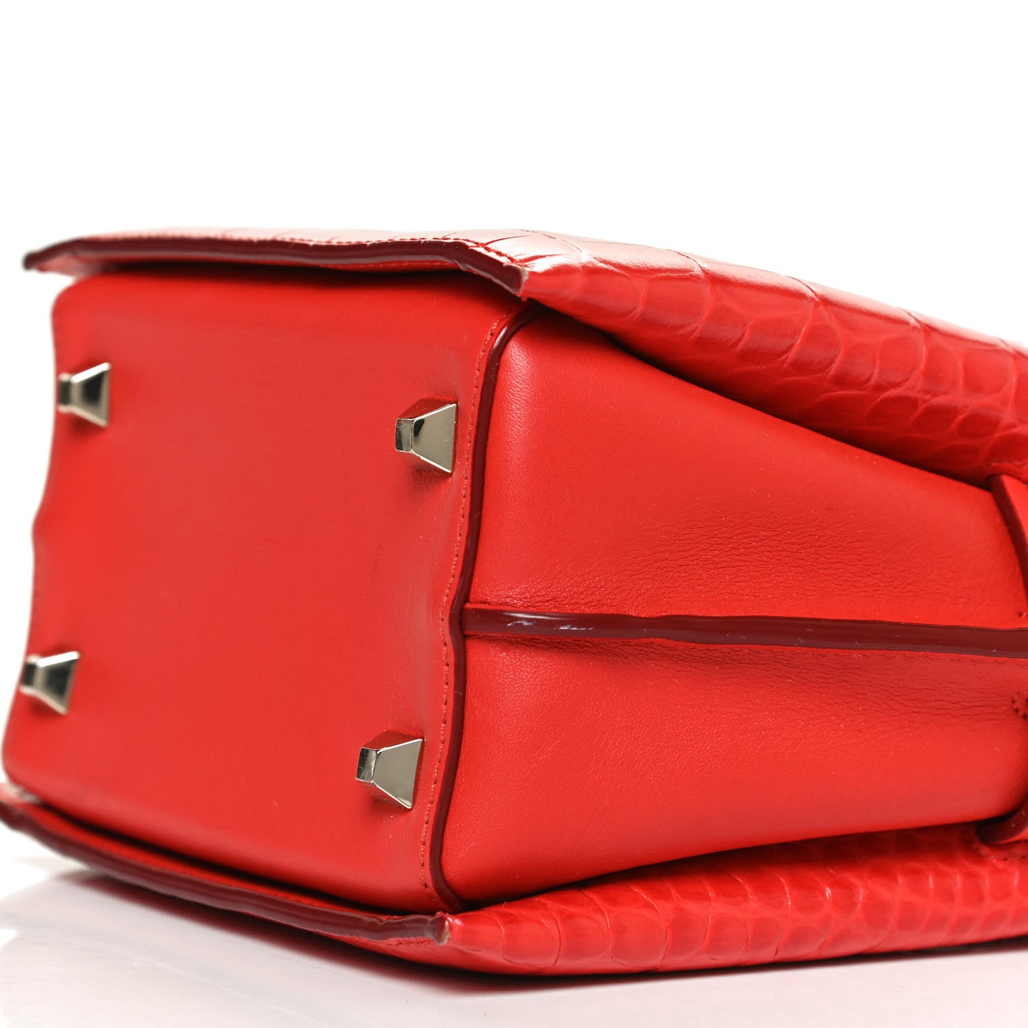 Calfskin Crocodile Embossed Mini Neo Milla Tote Ruby Red