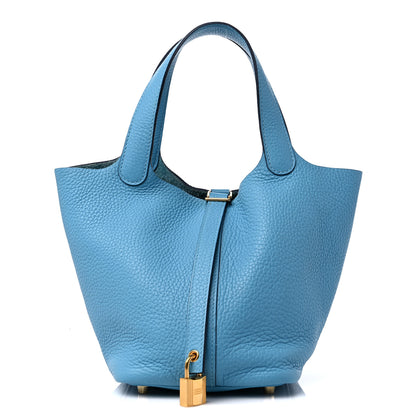 Hermes Taurillon Clemence Picotin Lock 18 PM Bleu Du Nord 1 of 10
