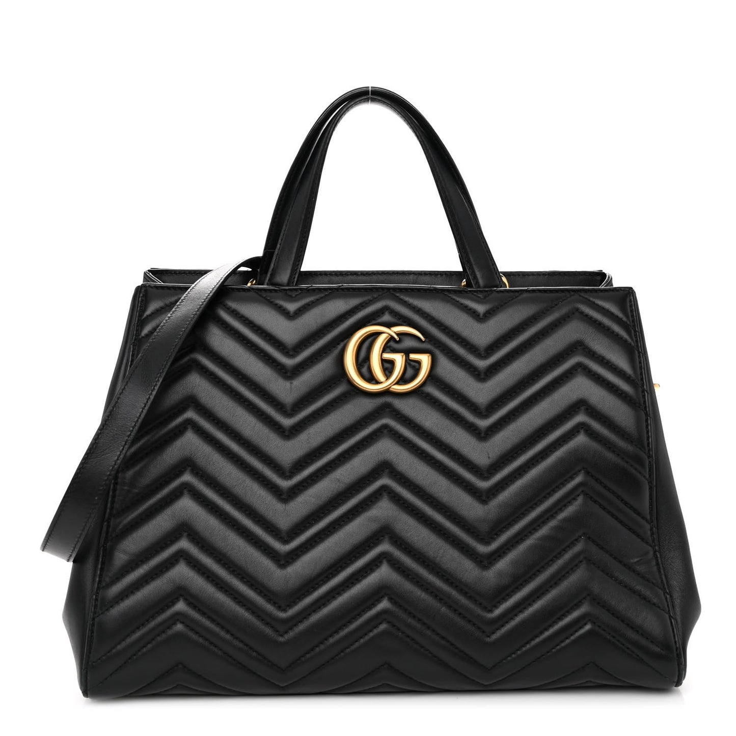 Calfskin Matelasse Medium GG Marmont Tote Black