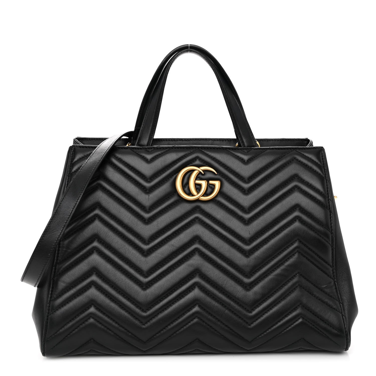 Gucci Calfskin Matelasse Medium GG Marmont Tote Black 1 of 11
