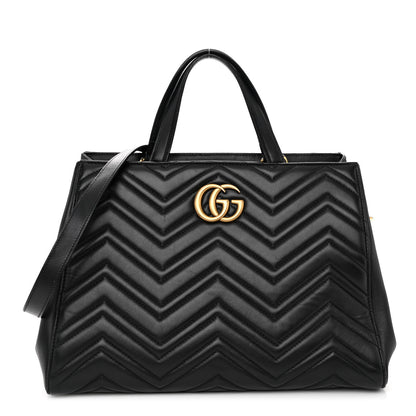 Gucci Calfskin Matelasse Medium GG Marmont Tote Black 1 of 11