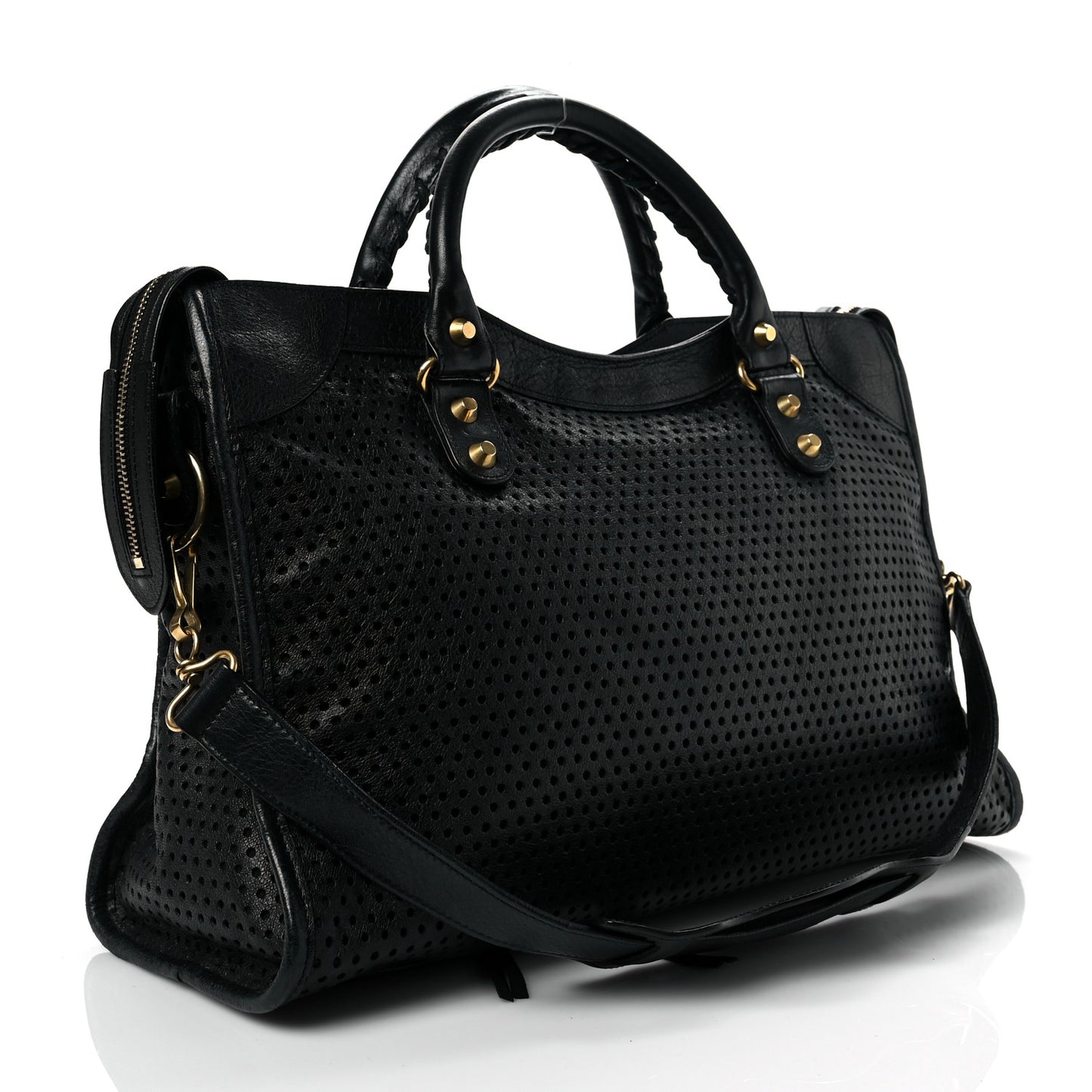 Agneau Laser Cut Cross Classic Gold Hardware City Black