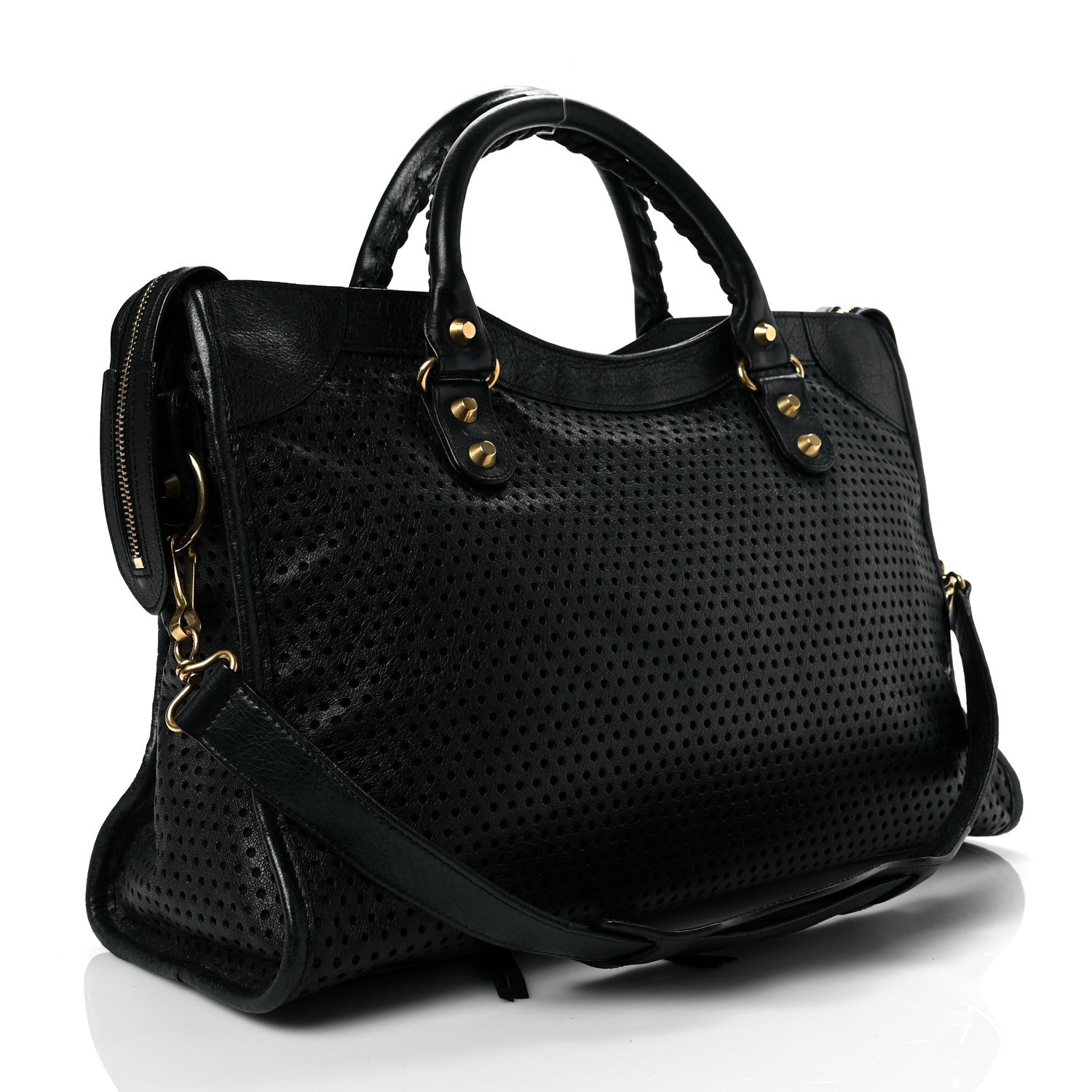 Balenciaga Agneau Laser Cut Cross Classic Gold Hardware City Black 3 of 7