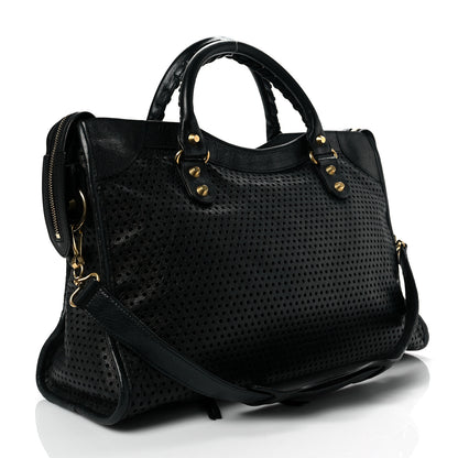 Balenciaga Agneau Laser Cut Cross Classic Gold Hardware City Black 3 of 7