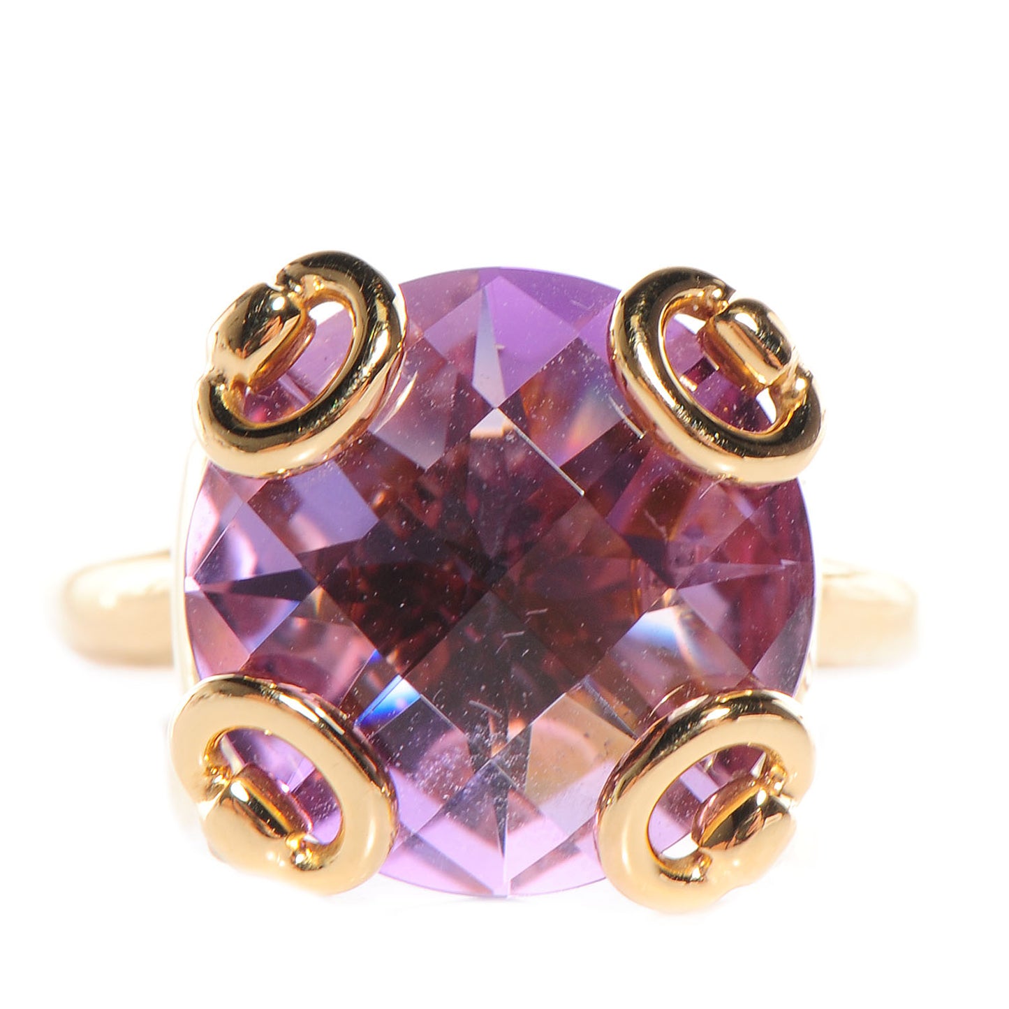 18k Yellow Gold Crystal Amethyst Ring 6.5