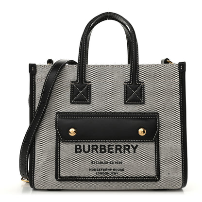 Burberry Canvas Smooth Calfskin Mini Two Tone Freya Tote Black 1 of 9