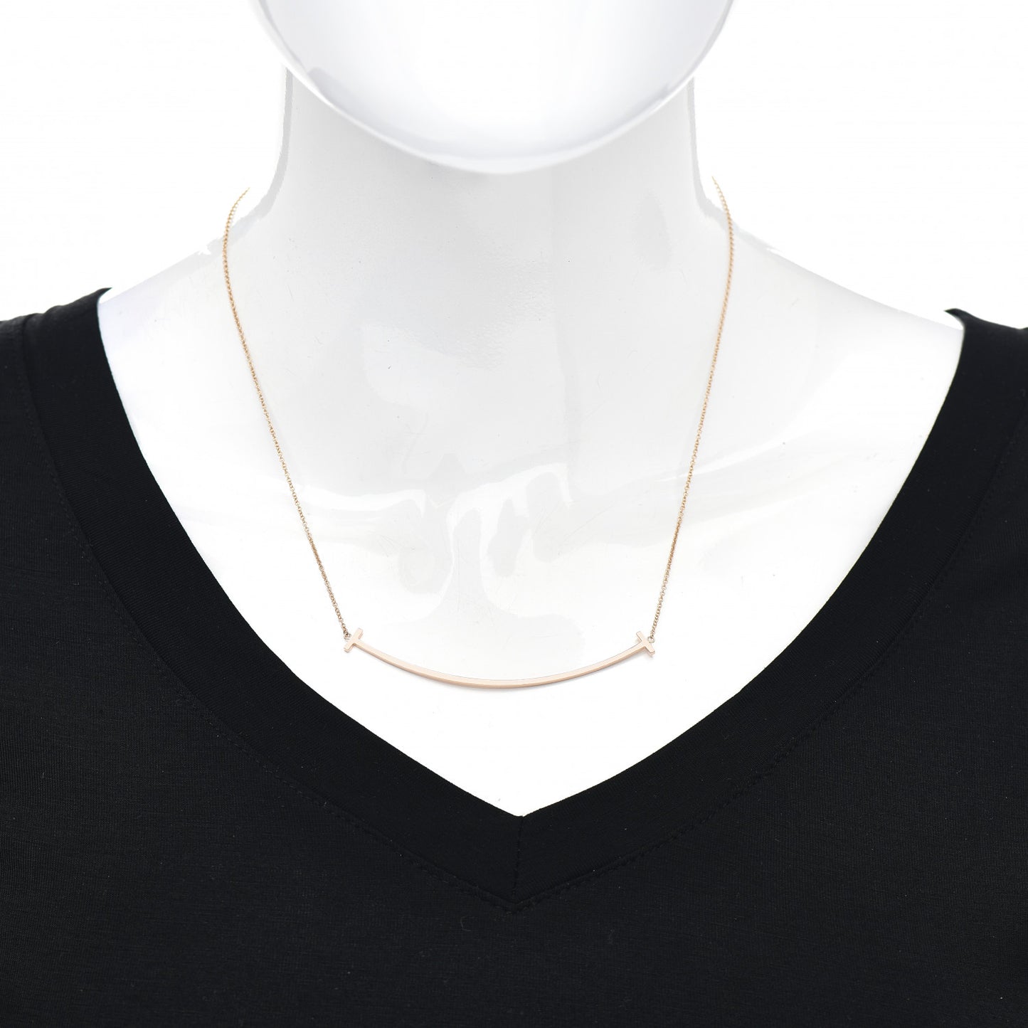 18K Rose Gold Large T Smile Pendant Necklace