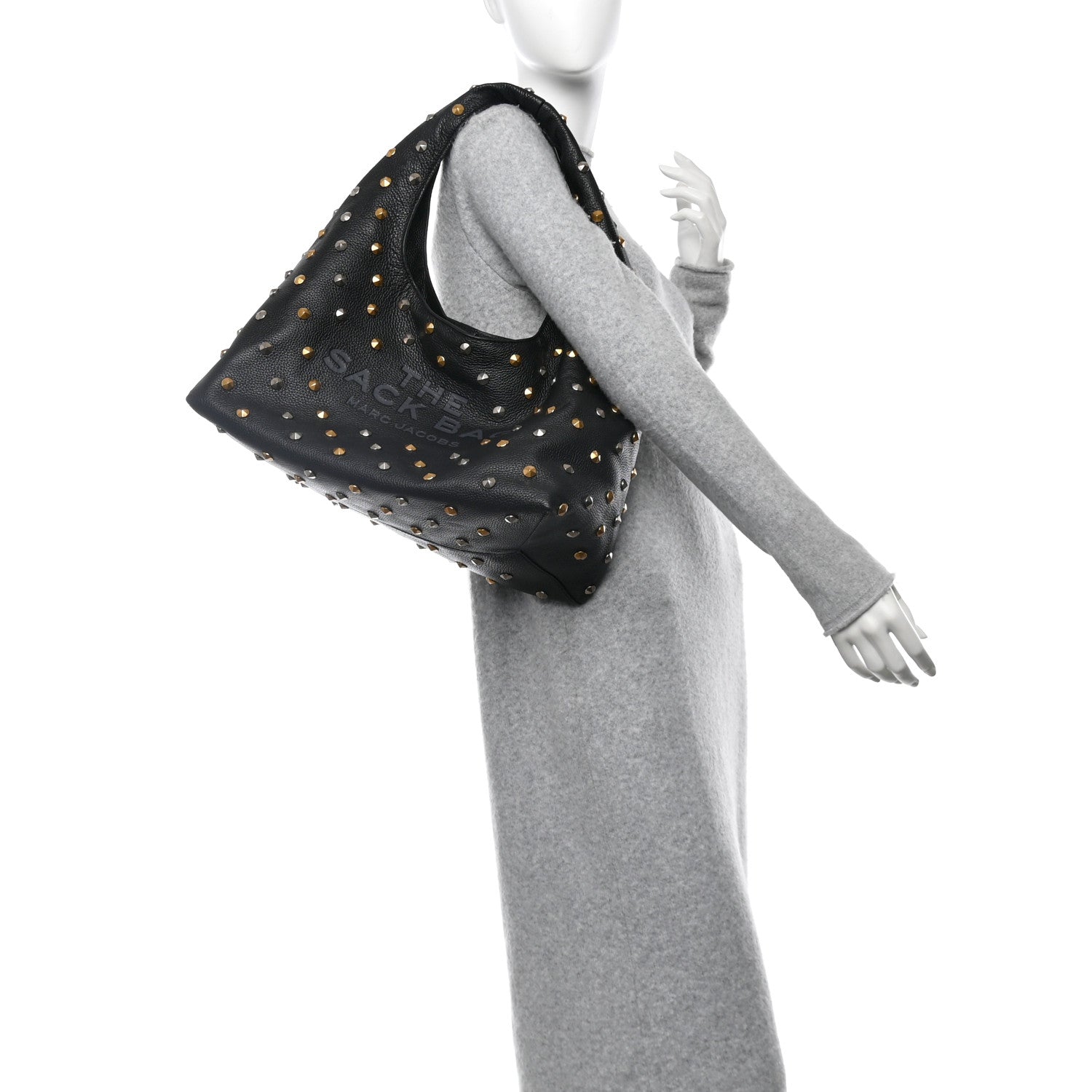 Marc Jacobs Grained Calfskin  Glam Studs The Sack Bag Black 2 of 10