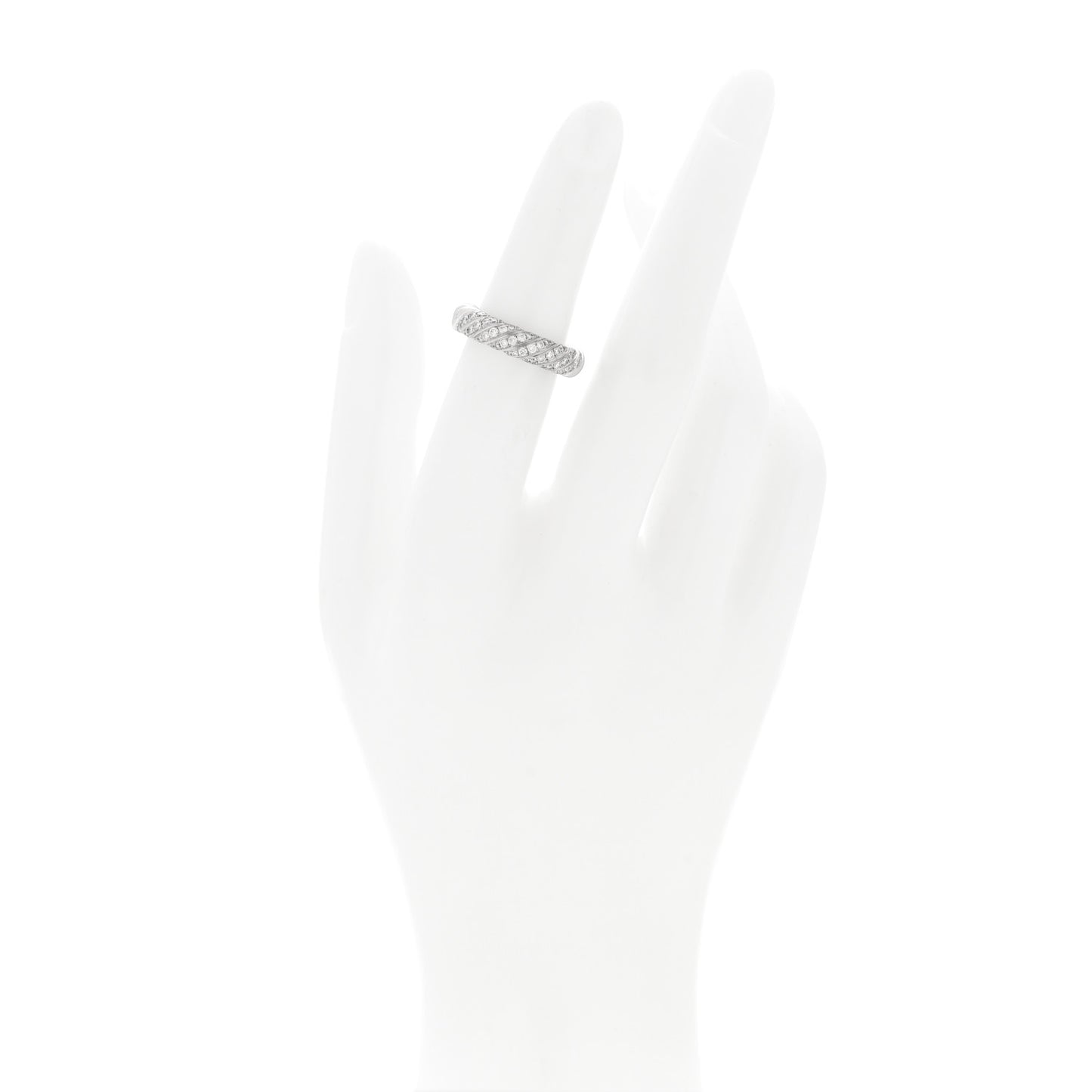 18K White Gold Diamond 4.6mm Sculpted Cable Band Ring 49 5