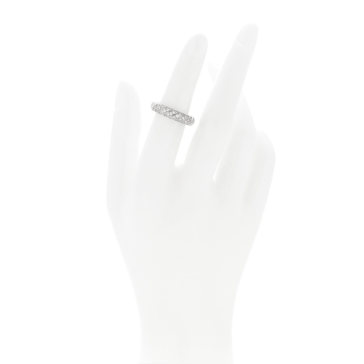 David Yurman 18K White Gold Diamond 4.6mm Sculpted Cable Band Ring 49 5 2 of 5