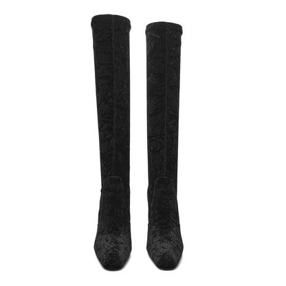 Saint Laurent Velvet Ella 110 Knee High Boots 40 Black 2 of 6