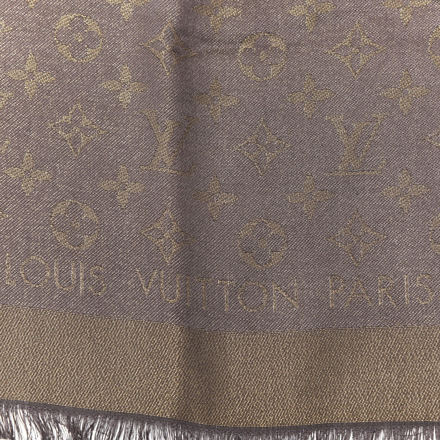 Louis Vuitton Silk Wool Monogram Shine Shawl Marron 2 of 3