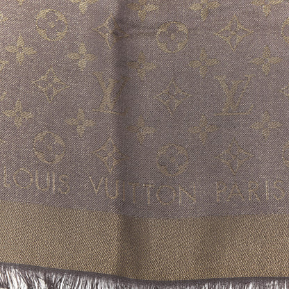 Louis Vuitton Silk Wool Monogram Shine Shawl Marron 2 of 3