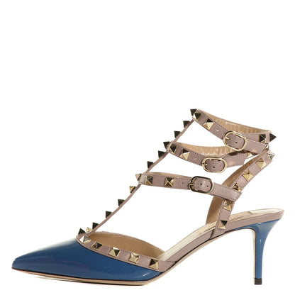 Valentino Garavani Patent Rockstud Ankle Strap 65mm Pumps 36.5 Indaco Poudre 1 of 6