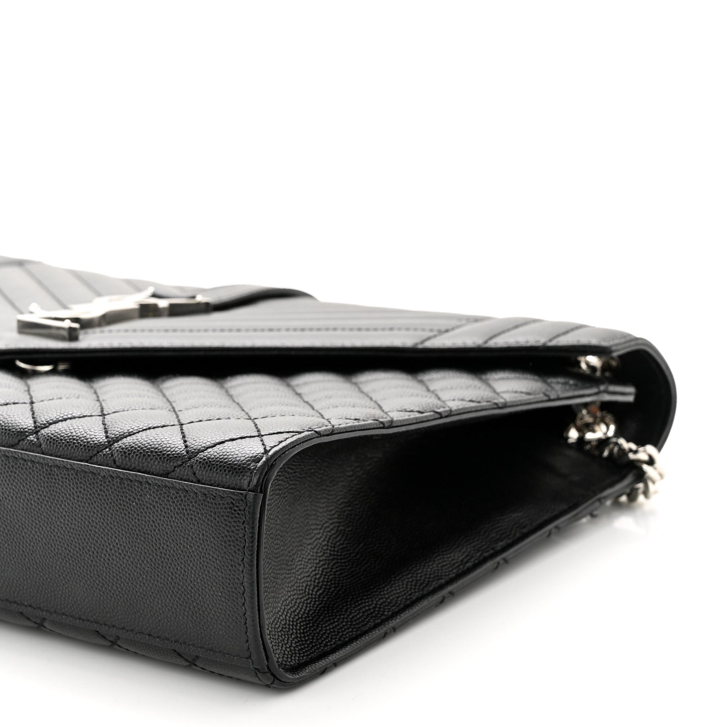 Saint Laurent Grain De Poudre Textured Mixed Matelasse Large Triquilt Monogram Satchel Black 8 of 8