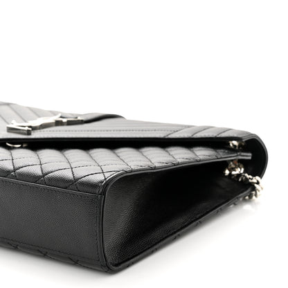 Saint Laurent Grain De Poudre Textured Mixed Matelasse Large Triquilt Monogram Satchel Black 8 of 8
