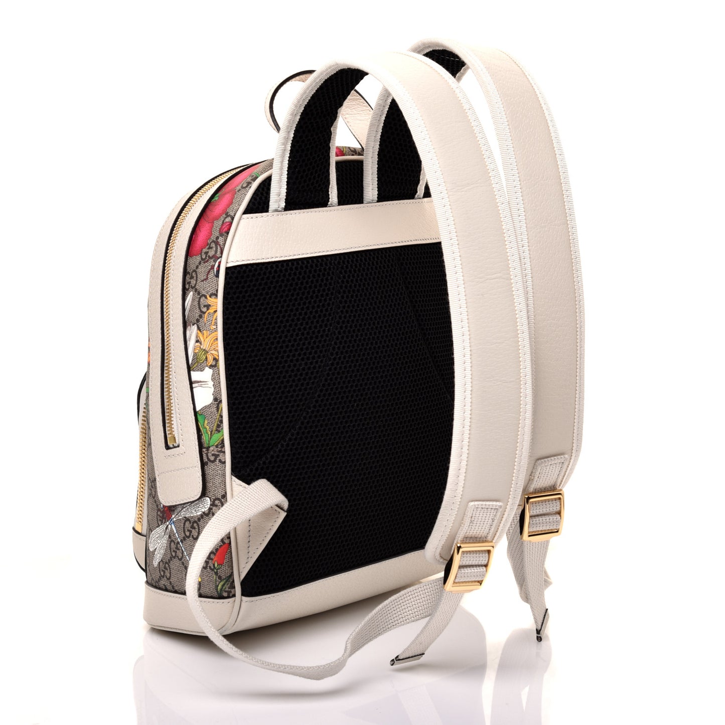 GG Supreme Monogram Flora Web Small Ophidia Day Backpack White