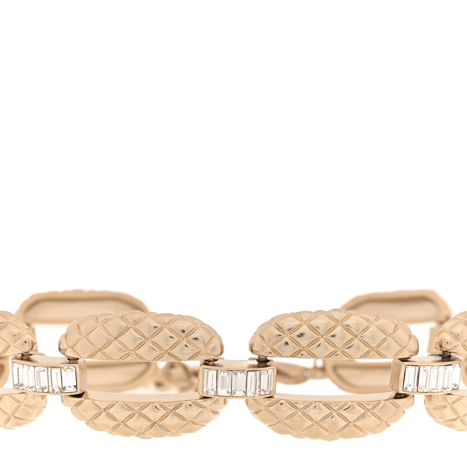 Chanel Baguette Crystal Quilted CC Link Choker Necklace Gold Gold 1 of 5