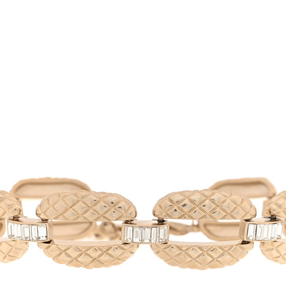 Chanel Baguette Crystal Quilted CC Link Choker Necklace Gold Gold 1 of 5