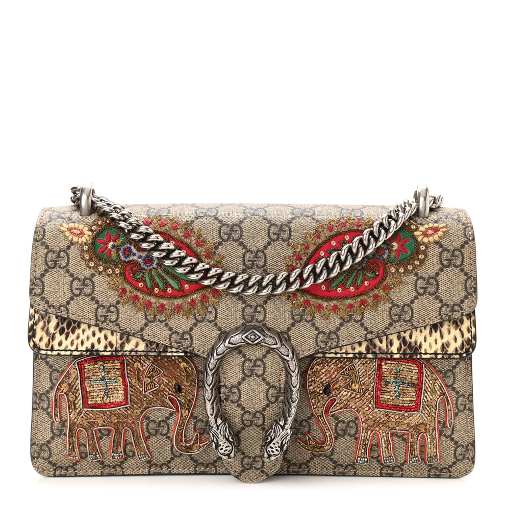 Gucci GG Supreme Monogram Elaphe Elephant Embroidered Small Dionysus ...