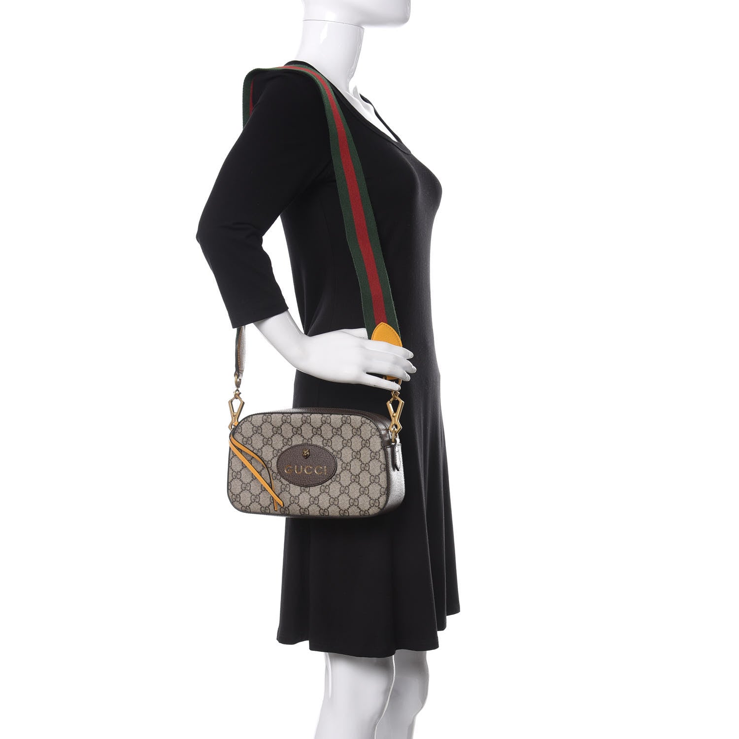 Gucci GG Supreme Monogram Web Neo Vintage Shoulder Bag Beige New Acero Crop 2 of 11