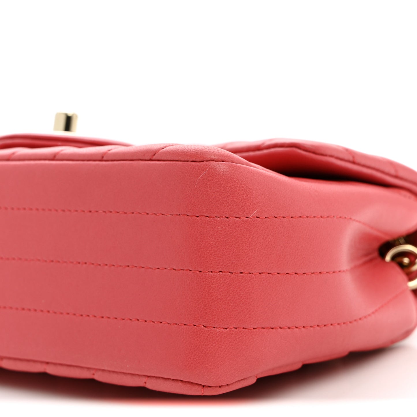 Lambskin Chevron Quilted Mini Rectangular Flap Pink