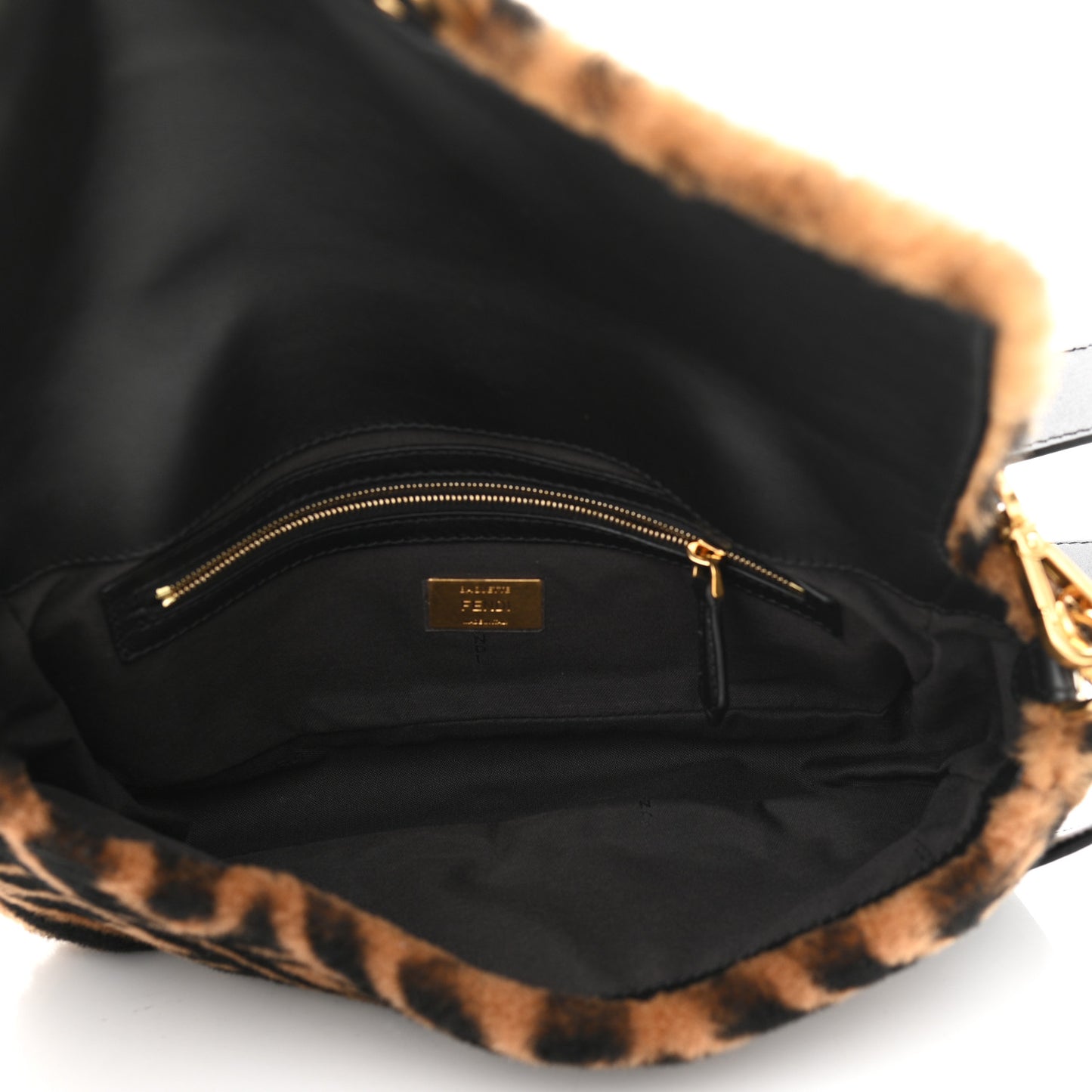 Shearling Vitello Dolce Macro FF 1974 Baguette Tobacco Black