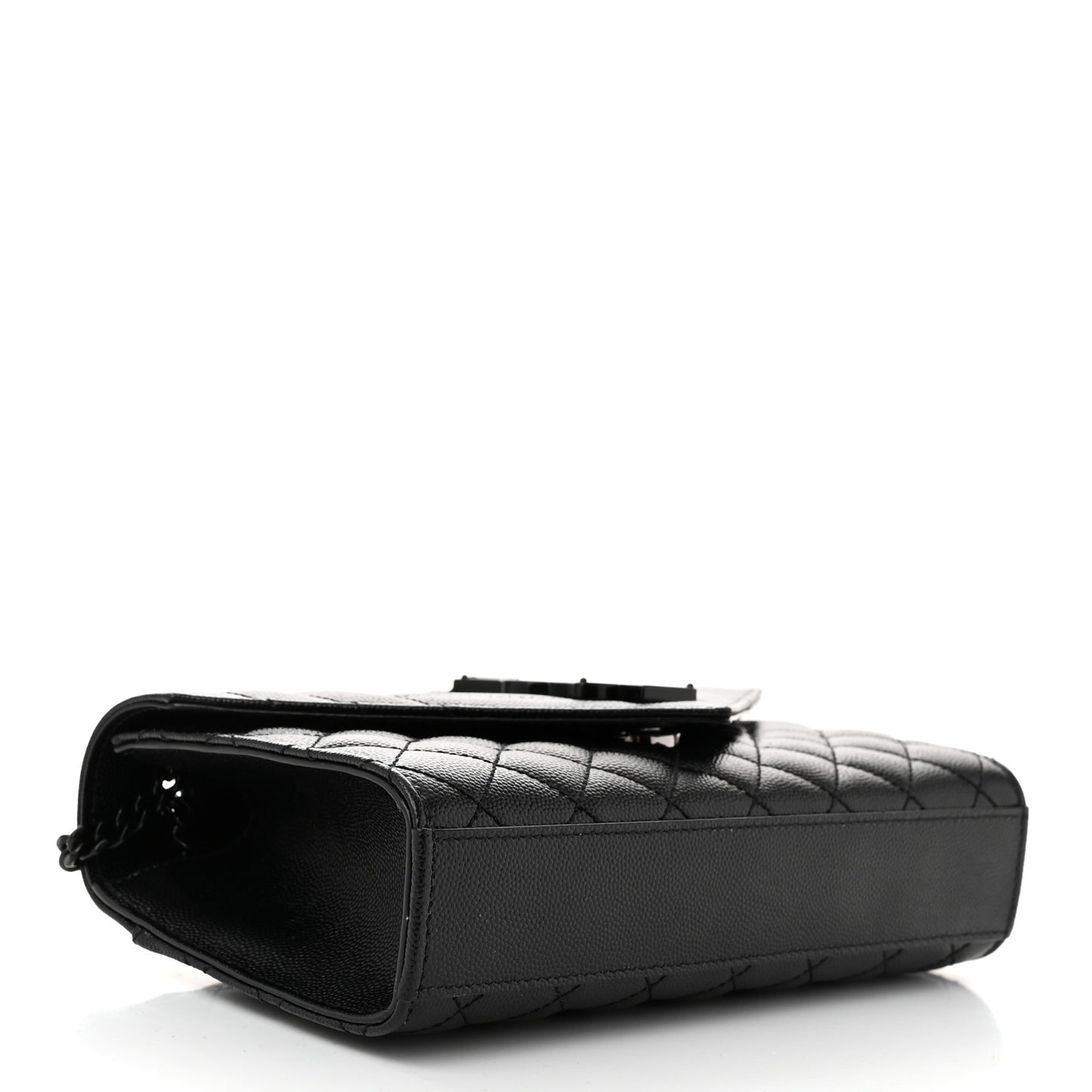 Grain De Poudre Textured Mixed Matelasse Triquilt Small Monogram Monochrome Satchel Black