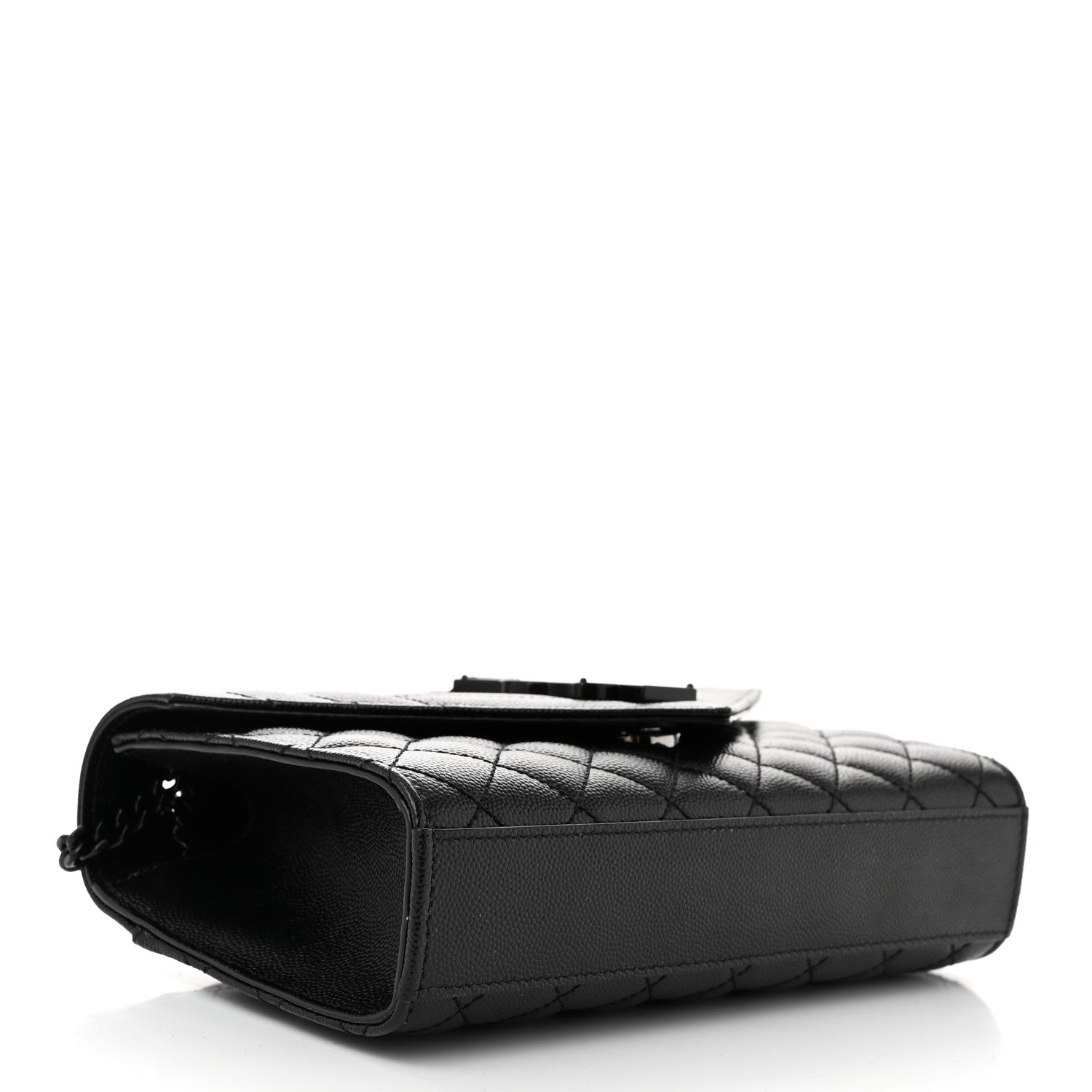 Saint Laurent Grain De Poudre Textured Mixed Matelasse Triquilt Small Monogram Monochrome Satchel Black 4 of 9